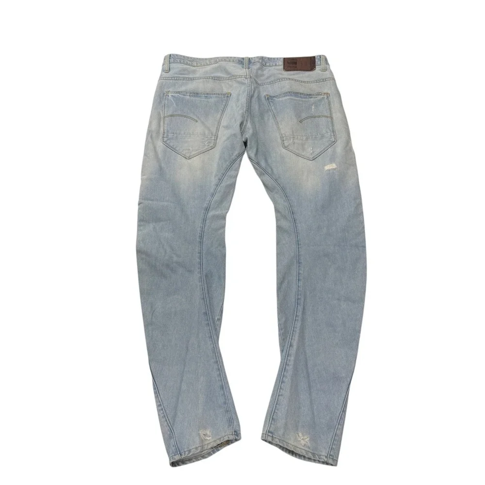 G-Star Raw Arc 3D Slim Distressed Light Wash Twisted‎ Leg Jeans Mens 36 x 32